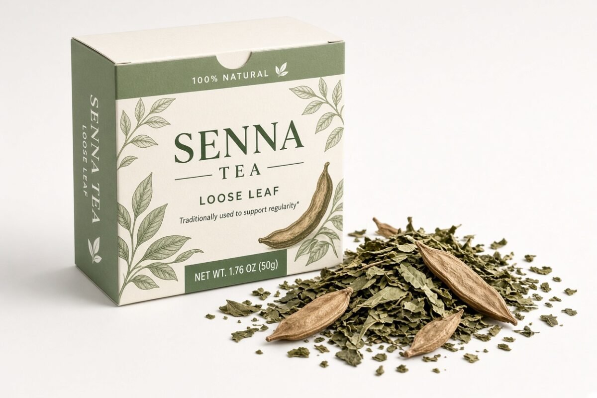 Strong senna tea with dried senna leaves