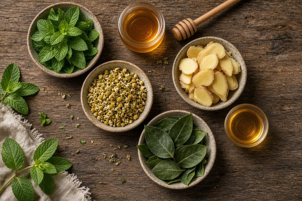 A collection of herbal teas and raw honey, an introduction to herbal tea